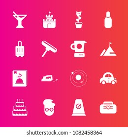 Premium set with fill vector icons. Such as green, transport, drink, bag, menu, graphic, car, home, food, leather, style, background, automobile, sign, street, electric, iron, juice, work, sweet, toy