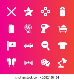 Premium set with fill vector icons. Such as star, casino, japanese, bag, sword, spice, katana, flag, computer, technology, game, national, pepper, shirt, travel, music, nation, weapon, delivery, salt