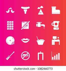 Premium set with fill vector icons. Such as sky, style, music, leather, landscape, album, equipment, hotdog, footwear, screwdriver, data, scan, dinner, work, chinese, fashion, animal, business, dove