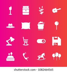 Premium set with fill vector icons. Such as bottle, harvest, baby, call, toy, plant, texas, cake, bodybuilding, nutrition, table, music, furniture, guitar, fitness, sheriff, agriculture, cute, white, 