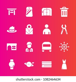 Premium set with fill vector icons. Such as seasoning, food, trash, waste, snack, gadget, cheeseburger, time, japan, business, male, transportation, burger, table, rudder, planet, fashion, sign, helm