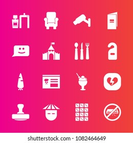 Premium set with fill vector icons. Such as vegetable, castle, machine, sign, armchair, safety, conditioner, chinese, surveillance, cream, bar, fresh, japanese, love, raw, mark, building, scan, knife
