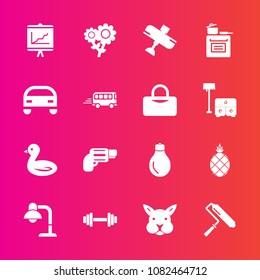 Premium set with fill vector icons. Such as brush, weapon, nature, gun, firearm, light, bird, energy, power, exotic, fresh, handgun, travel, gym, fruit, roll, rabbit, sky, flower, paint, wildlife