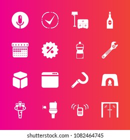 Premium set with fill vector icons. Such as phone, christmas, square, browser, home, toilet, door, handle, alcohol, bathroom, wine, entrance, harvest, sickle, table, call, chair, ringing, sign, wc