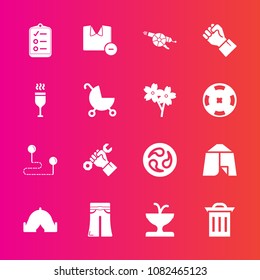 Premium set with fill vector icons. Such as destination, water, point, construction, kamon, pants, weapon, check, position, outdoor, box, foreman, japanese, military, camp, mark, female, fountain, gun