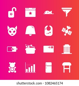 Premium set with fill vector icons. Such as star, armchair, full, toy, data, fluffy, household, celebration, electricity, security, cook, communication, home, letter, city, interior, chair, send, cute