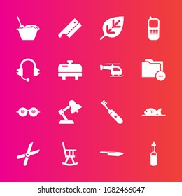 Premium set with fill vector icons. Such as kitchen, pruning, nature, health, gardening, chair, phone, hygiene, technology, furniture, glasses, food, care, medicine, speaker, fashion, office, tree
