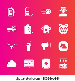 Premium Set With Fill Vector Icons. Such As Transportation, Bar, Tool, Vehicle, Care, Phone, Social, Kitchen, Loudspeaker, Stationary, Business, Nurse, Transport, Suzuri, Football, Sun, Inkstone, Cup