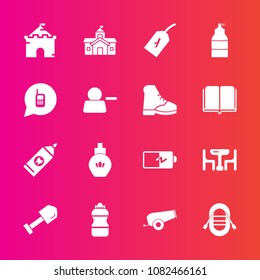 Premium set with fill vector icons. Such as bottle, power, ship, perfume, cannon, hygiene, medieval, sign, boat, home, drink, weapon, building, city, gun, government, brush, electricity, castle, water
