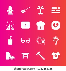 Premium set with fill vector icons. Such as baby, clothes, clean, hydrant, glass, fashion, music, sunglasses, broom, alcohol, style, summer, department, drink, equipment, glasses, hammer, safety, tool