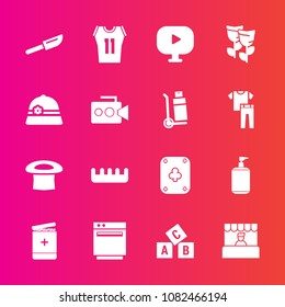 Premium set with fill vector icons. Such as sign, hair, store, beauty, blossom, abc, comb, hat, stove, restaurant, camera, grocery, brush, care, floral, clean, gas, flower, education, kitchen, spring