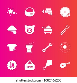 Premium set with fill vector icons. Such as nature, tool, pistol, spanner, album, equipment, business, sky, backpack, bag, object, sign, rucksack, school, percussion, kite, play, water, planet, store