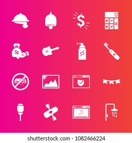 Premium set with fill vector icons. Such as frame, accounting, security, usd, kayaking, image, air, bath, calculator, light, picture, waiter, river, activity, shower, internet, holiday, call, check