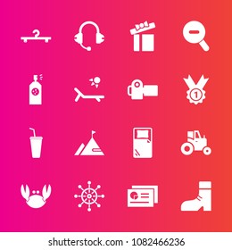 Premium set with fill vector icons. Such as crab, spray, seafood, boot, holiday, fashion, foot, box, nature, drink, present, cloakroom, food, speaker, gift, web, paint, agriculture, cold, white, chart