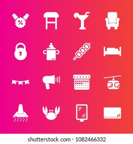 Premium set with fill vector icons. Such as cooking, crab, happy, interior, blank, blue, kitchen, sale, street, holiday, price, alcohol, school, chair, loudspeaker, food, celebration, percent, hood