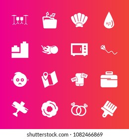 Premium set with fill vector icons. Such as nature, sign, plane, doughnut, food, phone, engagement, shell, seashell, cute, sweet, marine, mobile, pin, business, sad, baby, file, cake, white, romance