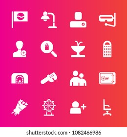Premium set with fill vector icons. Such as blossom, hammer, account, safe, mask, eye, water, london, chair, park, interior, decoration, snorkel, contact, bank, asia, warm, finance, christmas, lamp