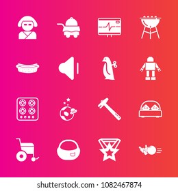 Premium set with fill vector icons. Such as health, exploration, equipment, award, cook, pin, medal, asian, room, school, bag, geisha, heart, double, tool, pulse, hotel, service, rucksack, beautiful