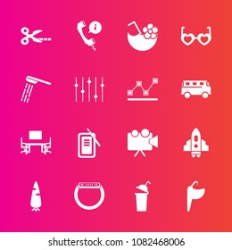 Premium set with fill vector icons. Such as technology, tool, video, work, craft, inkstone, headset, cut, carrot, summer, center, equipment, drink, cocktail, table, call, japan, raw, sink, spaceship