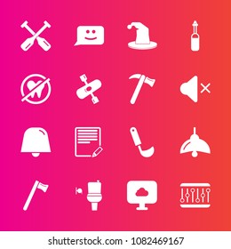 Premium set with fill vector icons. Such as public, write, health, oar, chat, cloud, food, medicine, bulb, spanner, equipment, technology, toilet, hammer, face, wrench, text, concept, edit, dental, wc