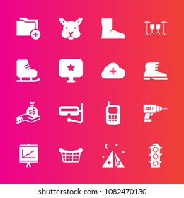 Premium set with fill vector icons. Such as communication, camp, sack, annual, hand, market, light, work, money, finance, bunny, white, animal, rabbit, mobile, store, cute, traffic, document, mask