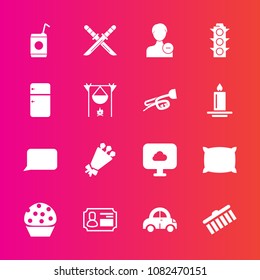 Premium set with fill vector icons. Such as cake, japanese, car, collection, id, liquid, automobile, speech, samurai, bubble, shape, transport, glass, white, floral, weapon, flower, talk, soft, stroke