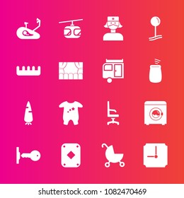 Premium set with fill vector icons. Such as train, chair, door, pin, sky, clock, transportation, bicycle, rail, clothes, clothing, home, vegetable, time, poker, comfortable, sign, interior, health