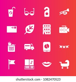 Premium set with fill vector icons. Such as eyeglasses, mobile, background, musical, female, health, ambulance, happy, oven, chart, america, label, baby, privacy, food, cooking, communication, beauty