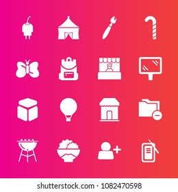 Premium set with fill vector icons. Such as lollipop, sky, inkstone, japan, ink, business, shop, candy, tent, grill, power, tool, brush, cooking, insect, butterfly, food, technology, cube, document