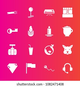 Premium set with fill vector icons. Such as microphone, market, juice, cable, cute, bunny, drink, conditioning, cold, flag, drop, supermarket, sound, map, diamond, air, music, train, jewel, key, kite