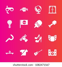 Premium set with fill vector icons. Such as helmet, cooking, agriculture, fashion, sickle, shirt, food, newborn, industry, cheese, planet, global, mask, clothes, farming, baby, music, foreman, grater