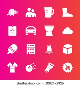 Premium set with fill vector icons. Such as dessert, traditional, medical, people, pin, bowling, blossom, tea, asia, notification, pasta, cargo, house, sweet, alert, cardiology, human, sport, food