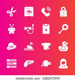 Premium set with fill vector icons. Such as nautical, spaceship, housework, technology, face, cut, map, firearm, fashion, clothing, machine, space, button, spacecraft, pistol, duck, clothes, sailboat