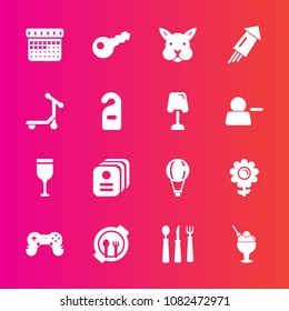 Premium set with fill vector icons. Such as identity, bunny, business, id, parachuting, nature, cute, fork, animal, calendar, kitchen, cream, blossom, child, kid, sky, floral, card, jump, alcohol, key