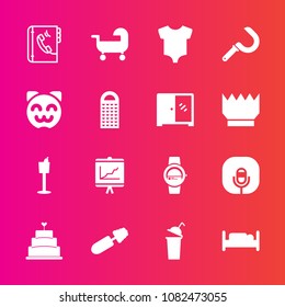 Premium set with fill vector icons. Such as makeup, dessert, drink, document, holder, book, restaurant, black, internet, mascara, bedroom, agriculture, child, baby, gadget, cup, microphone, annual