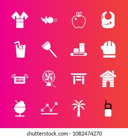 Premium set with fill vector icons. Such as phone, infant, house, torii, bowling, message, stats, estate, notification, business, asia, japanese, organic, healthy, data, cold, pin, costume, chart, toy