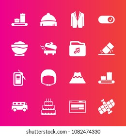 Premium set with fill vector icons. Such as space, boiler, pie, style, chef, transport, speed, worker, equipment, food, web, landscape, fashion, station, volcano, inkstone, japan, belt, dessert, work