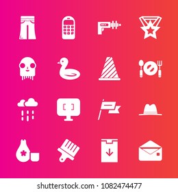 Premium set with fill vector icons. Such as ufo, mobile, award, nation, wind, pants, female, patriotism, japanese, fashion, rainy, hat, country, weapon, rain, space, old, war, weather, sign, brush