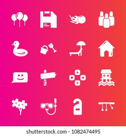 Premium set with fill vector icons. Such as cone, space, comet, arrow, bird, cherry, pendulum, wildlife, face, animal, technology, ball, spring, game, label, direction, way, summer, sport, chat, water