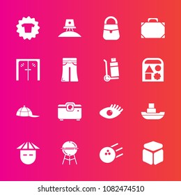 Premium set with fill vector icons. Such as japanese, cap, fashion, object, young, clothing, vessel, boat, people, cube, glass, health, shirt, headwear, science, bbq, chinese, sea, ship, pin, bowling