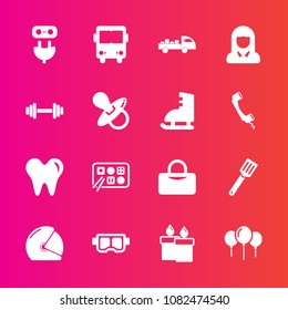 Premium set with fill vector icons. Such as energy, transport, restaurant, pan, cooking, bus, white, snorkel, motorbike, motorcycle, lady, health, sport, wax, electricity, summer, young, kitchen, food