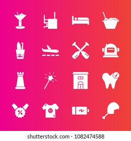 Premium set with fill vector icons. Such as sale, piece, bird, king, child, alcohol, kid, power, game, hotel, electricity, building, health, energy, house, percent, chess, table, wand, cocktail, real