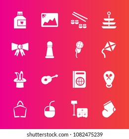 Premium set with fill vector icons. Such as magic, dental, music, immigration, plate, japan, furniture, picture, travel, sushi, mouthwash, image, clothes, , hygiene, chair, fish, table, device, salmon