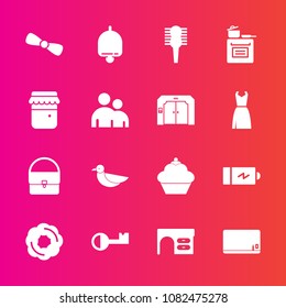 Premium set with fill vector icons. Such as full, beauty, cooking, bag, animal, battery, bell, wildlife, blackboard, comb, blank, gift, sky, doughnut, office, desk, jar, hair, education, chalk, care