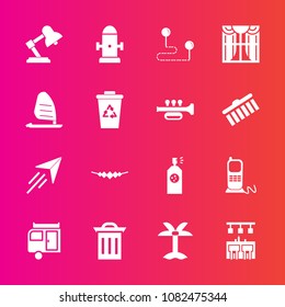 Premium set with fill vector icons. Such as department, fire, palm, table, phone, fly, journey, hydrant, paper, curtain, waste, spray, flight, jewelry, business, destination, nature, safety, trash