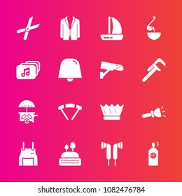 Premium set with fill vector icons. Such as extreme, ship, dessert, audio, cook, cake, ice, light, sky, gardening, spray, boat, soup, queen, uniform, lamp, wind, king, dinner, crown, music, cream, cut