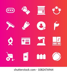 Premium set with fill vector icons. Such as white, fence, sound, rattle, book, sewing, curtain, paint, finger, baby, brochure, ball, equipment, fashion, campfire, people, fireplace, hot, sign, bonfire