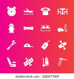 Premium set with fill vector icons. Such as truck, watch, station, competitive, table, clothing, cargo, fashion, match, flight, shipping, headwear, space, wrench, cap, water, airport, shower, hammer