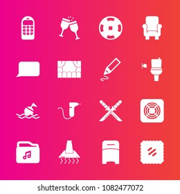 Premium set with fill vector icons. Such as old, life, lifebuoy, casino, file, drink, red, phone, medical, dentistry, furniture, mail, clinic, mobile, letter, alcohol, cooking, help, money, buoy, air