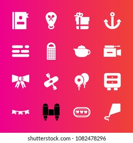 Premium set with fill vector icons. Such as box, healthy, holiday, restaurant, kite, joy, table, business, space, gift, bow, craft, tie, marine, drawer, dental, telephone, background, phone, water